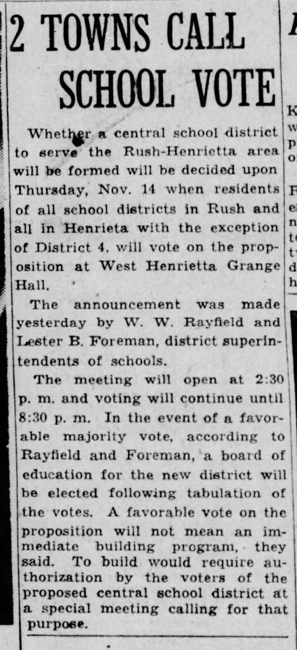 Old newspaper clipping noting the work involved with establishing a new district, 1946